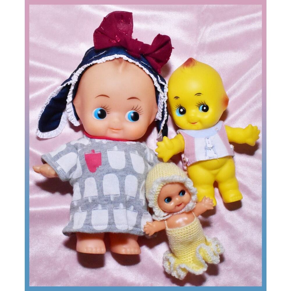 Vintage Japan Kewpie Lot Wariko Ricky Showa Retro Baby Doll Crochet Vinyl Rubber